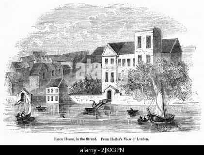 Essex House, in the Strand, from Hollar’s View of London, Illustration from the Book, „John Cassel’s Illustrated History of England, Volume II“, Text von William Howitt, Cassell, Petter und Galpin, London, 1858 Stockfoto