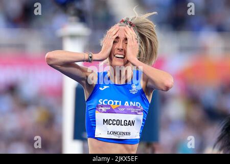 Birmingham, Großbritannien. 03. August 2022. Eilish McColgan aus Schottland gewinnt am 8/3/2022 in Birmingham, Großbritannien, die 10.000 Meter. (Foto von Conor Molloy/News Images/Sipa USA) Quelle: SIPA USA/Alamy Live News Stockfoto