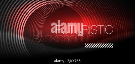 Dark abstract background with glowing neon circles, vector Stock Vektor