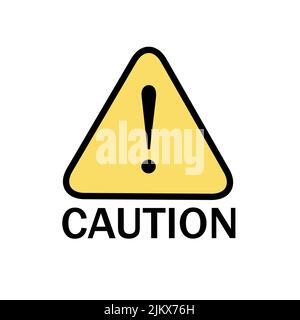 Warnschild Warnsymbol Vorsicht gelbes Symbol Gefahr Dreieck. Sicherheits-Vektor-Abbildung. Einfache Vorsicht Straßenschild Ausrufezeichen Warnung Stock Vektor