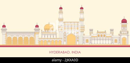 Cartoon Skyline Panorama der Stadt Hyderabad, Indien - Vektor-Illustration Stock Vektor