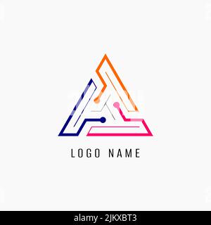 Ein dreieckiges Logo mit bunten Linien Stock Vektor