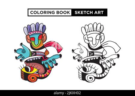 Ein Vektor-Design-Malbuch.Bild von May Indian, für Kinder-Malbuch auf weißem Hintergrund Stock Vektor