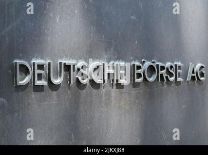 Beschilderung der Deutschen Börse AG in Frankfurt Stockfoto