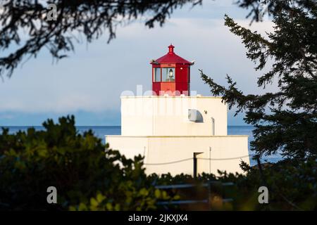 Amphitrite Point Lighthouse, Ucluelet, BC, Kanada Stockfoto