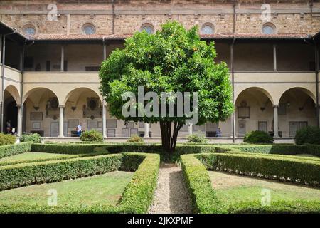 Kreuzgang Garten Basilika San Lorenzo Florenz Italien Stockfoto