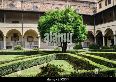 Kreuzgang Garten Basilika San Lorenzo Florenz Italien Stockfoto