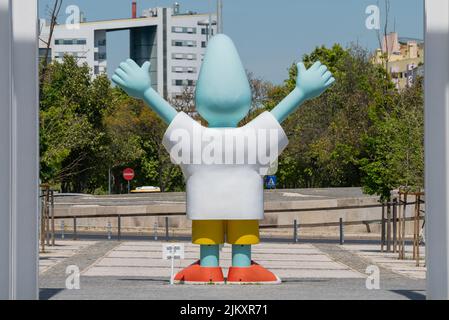 Die Gil-Puppe, die ein Symbol der Expo 98 war, ist jetzt im Alameda dos Oceanos im Parque das Nacoes zu sehen Stockfoto