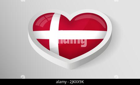 EPS10 Vektor Patriotisches Herz mit Flagge von Dänemark. Ein Element der Wirkung für die Verwendung, die Sie daraus machen möchten. Stock Vektor