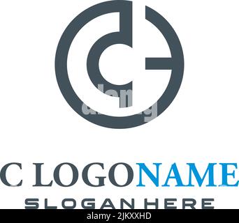 Abstrakter Kreis in Form eines minimalistischen C-Logos Stock Vektor