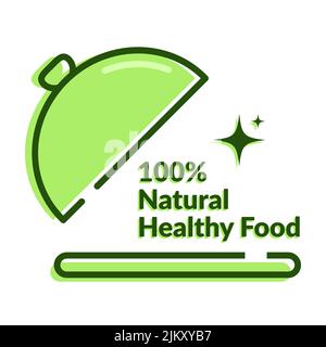 100 Prozent natürliche gesunde Lebensmittel Text in der Schale vecillustration Stock Vektor