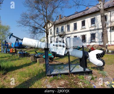 Ein Museum des Erdölbergbaus in Hodonin in Südmähren, die Ausstellung von Bergbauanlagen Stockfoto