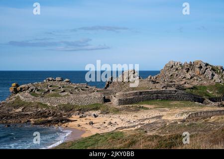 Eine schöne Aussicht auf den Castro de Barona, historisches Wahrzeichen in Spanien Stockfoto