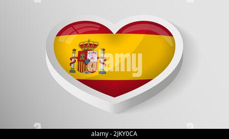 EPS10 Vektor Patriotisches Herz mit Flagge von Spanien. Ein Element der Wirkung für die Verwendung, die Sie daraus machen möchten. Stock Vektor