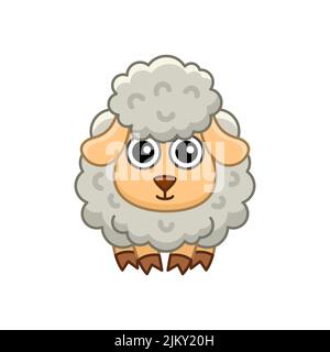 Nutztier. Lustige kleine Schafe in einem Cartoon-Stil Stock Vektor