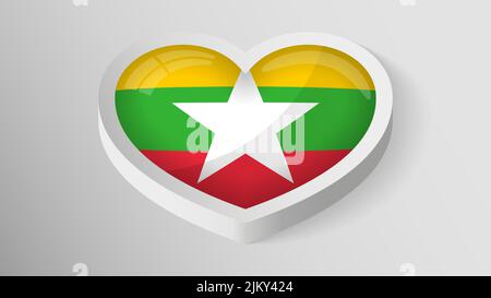 EPS10 Vektor Patriotisches Herz mit Flagge von Myanmar. Ein Element der Wirkung für die Verwendung, die Sie daraus machen möchten. Stock Vektor