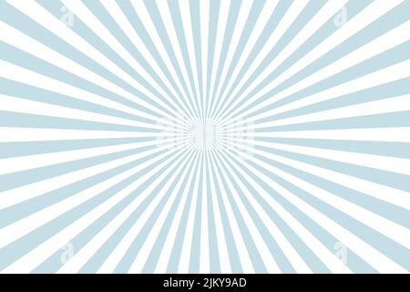 Blauer Hintergrund mit weißen Sonnenstrahlen. Vektorgrafik Stock Vektor
