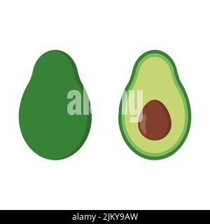 Ganze und schneiden Avocado Symbol isoliert. Vektorgrafik Stock Vektor