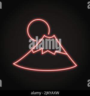 Mount Fuji Neon-Ikone im Line-Style. Berühmtes japanisches Bergsymbol. Vektorgrafik. Stock Vektor