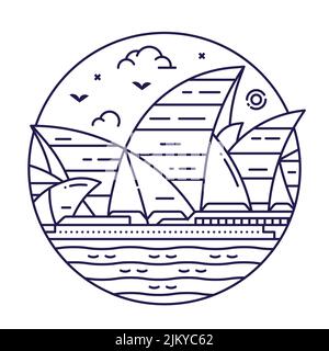 Sydney Opera House Circle Icon in Line Art Stock Vektor