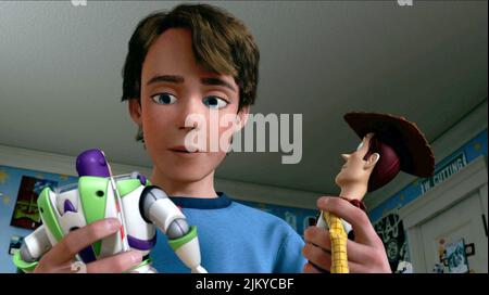 BUZZ LIGHTYEAR, Andy, Woody, Toy Story 3, 2010 Stockfoto