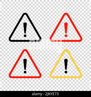 Symbol für Warnvektor festlegen. Dreieck-Ausrufezeichen. Stock Vektor