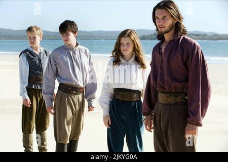 Wird POULTER, Skandar Keynes, Georgie Henley, Ben Barnes, "DIE CHRONIKEN VON NARNIA: Die Reise auf der Morgenröte keltern, 2010 Stockfoto