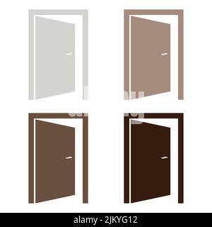 Das Symbol für die geöffnete Tür ist isoliert. Türkonzept. Symbol „Beenden“. Vektorgrafik Stock Vektor