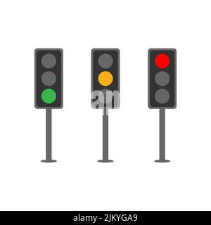 Ampel auf weißem Hintergrund isoliert. Stock Vektor