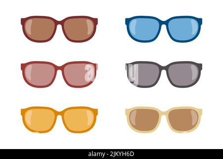 Setzen Sie Sommer Sonnenbrillen Symbole isoliert auf weißem Hintergrund. Vektorgrafik Stock Vektor