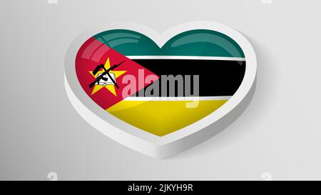 EPS10 Vektor Patriotisches Herz mit Flagge von Mosambik. Ein Element der Wirkung für die Verwendung, die Sie daraus machen möchten. Stock Vektor
