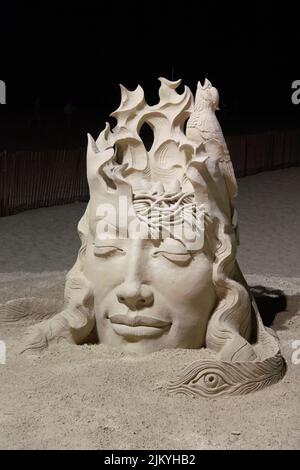 Eine Sandskulptur am Hampton Beach, New Hampshire, USA Stockfoto