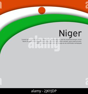 Abstrakt winkende niger-Flagge. Kreativer Hintergrund für die Gestaltung der patriotischen Urlaubskarte. Nationales Plakat. Patriotisches Cover des Staates niger, Flyer. Papier geschnitten Stock Vektor