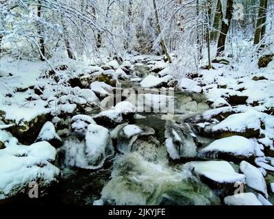 Ein gefrorener Bach im Winter, Vitosha, Bulgarien Stockfoto