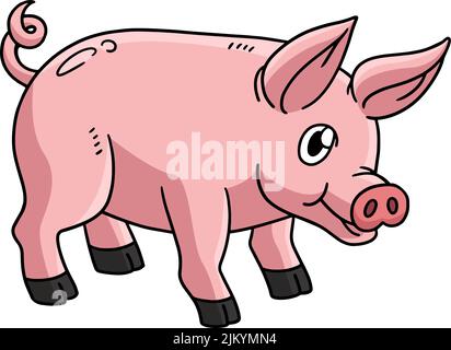 Schwein Tier Cartoon Farbige Cliparte Illustration Stock Vektor