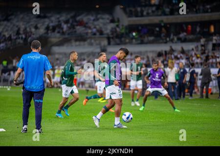 Belo Horizonte, Brasilien. 03. August 2022. Atlético und Palmeiras treffen sich am Mittwochabend zum ersten Spiel des Viertelfinales der Libertadores in Mineirão in Belo Horizonte. Quelle: Hanna Gabriela/FotoArena/Alamy Live News Stockfoto