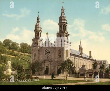 Vintage Polychrom-Farbdruck (Fotolithographie) um 1901 der katholischen Kirche Sainte-Anne-de-Beaupré, Quebec, Kanada Stockfoto