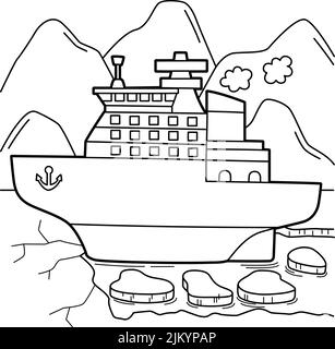 Ice Breaker Vehicle Coloring Page für Kinder Stock Vektor