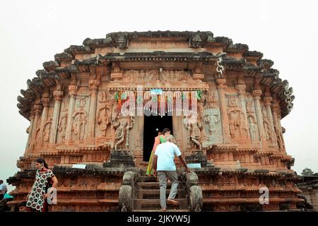 Der Sharada- oder Sharadamba-Tempel am Tag des Dasara- oder Dussehra-Festivals. Stockfoto