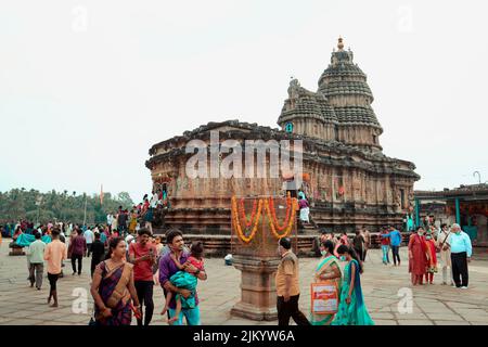 Der Sharada- oder Sharadamba-Tempel am Tag des Dasara- oder Dussehra-Festivals. Stockfoto