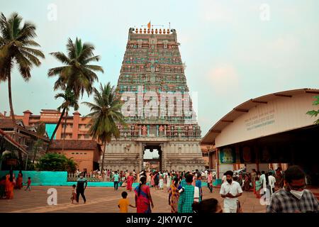 Der Sharada- oder Sharadamba-Tempel am Tag des Dasara- oder Dussehra-Festivals. Stockfoto