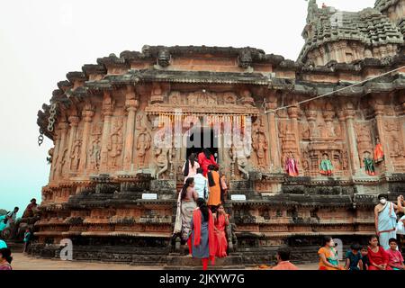 Der Sharada- oder Sharadamba-Tempel am Tag des Dasara- oder Dussehra-Festivals. Stockfoto