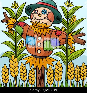 Scarecrow Stock Farbige Cartoon Illustration Stock Vektor