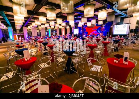 Inneneinrichtung und Einrichtung einer Cocktailparty in Johannesburg, Südafrika Stockfoto