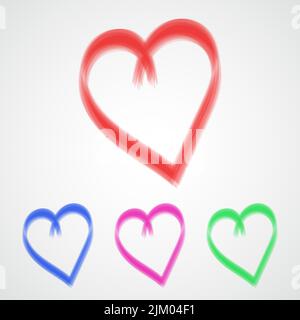 Satz von handgezeichneten Herzen. Vektorgrafik. Farbherzen isoliert Stock Vektor