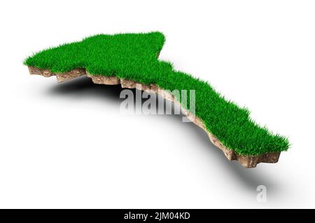 Eritrea Karte Bodengeologie Querschnitt mit grünem Gras 3D Abbildung Stockfoto