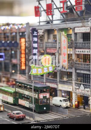 Eine Miniaturausstellung über Hongkong in der Vergangenheit auf der Hong Kong: Durch die Ausstellung Looking Glass Stockfoto