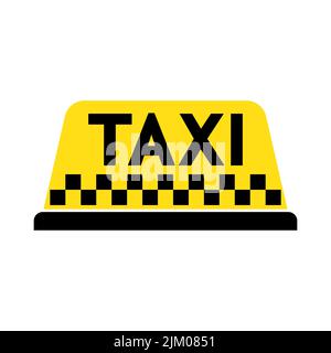 Taxi-Schild in flachem Design. Vektorgrafik. Taxi Service Symbol auf weißem Hintergrund isoliert. Stock Vektor