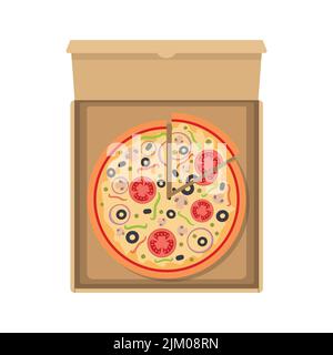 Pizza, offene Box Stock Vektor