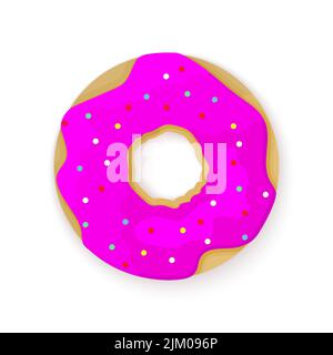 Süße Donut-Ikone, in flachem Design. Vektorgrafik. Donut mit rosa Creme Stock Vektor